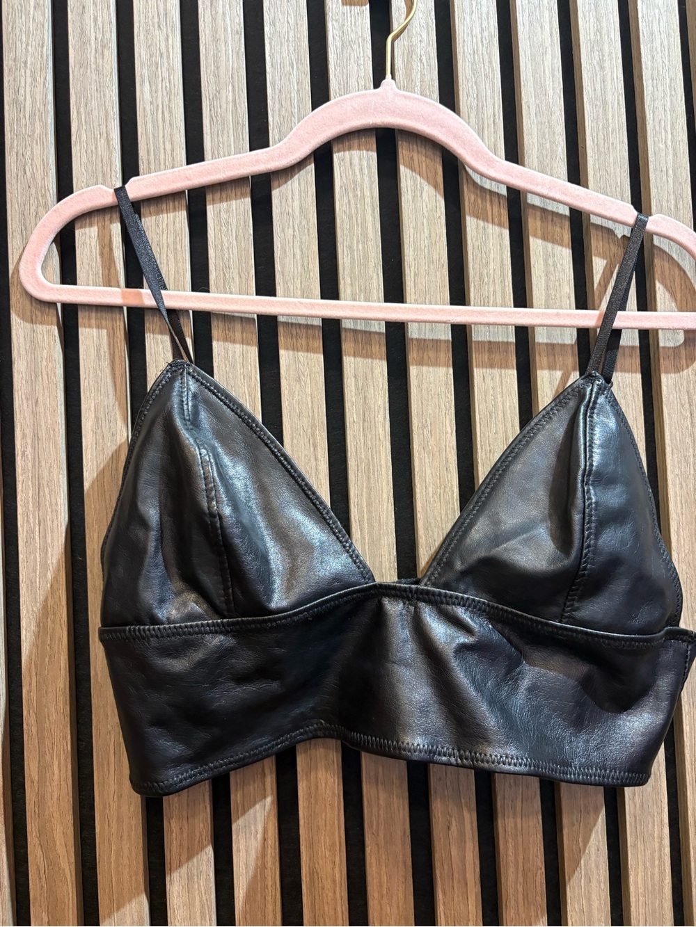 Black Faux Leather Bralette